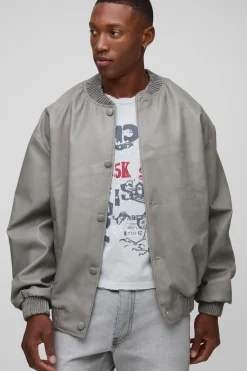 boohooMAN Veste Bomber en synthétique doux à coupe oversize<Homme Manteaux Et Vestes