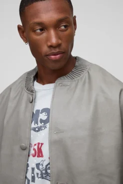 boohooMAN Veste Bomber en synthétique doux à coupe oversize<Homme Manteaux Et Vestes