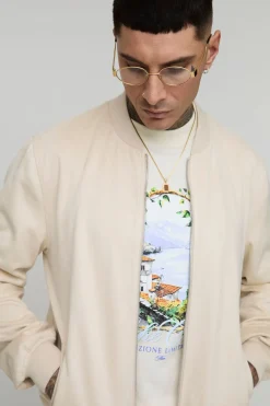 Veste bomber en synthétique-suède à coupe régulière pour grande taille