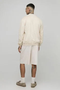 Veste bomber en synthétique-suède à coupe régulière pour grande taille