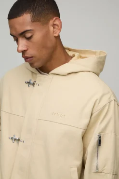 Veste Bomber En Toile À Casynthétiqueche Avec Fermeture À Attache Métallique De Style Duffle, Coupe Oversize
