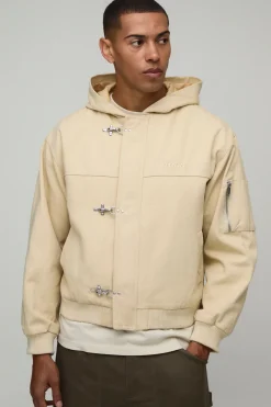Veste Bomber En Toile À Casynthétiqueche Avec Fermeture À Attache Métallique De Style Duffle, Coupe Oversize