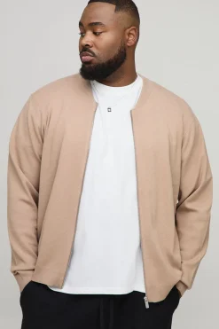 Veste bomber en tricot, coupe régulière Plus Basic