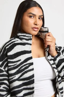 Veste Bomber Grande Taille Aspect Laine Motif Zèbre