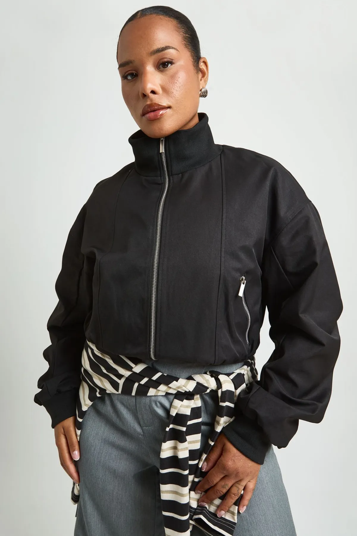 boohoo Veste Bomber Grande Taille À Col Montant Et Fermeture Zippée<Femme Vestes & Manteaux|Bombers