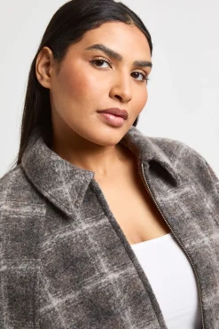 Veste Bomber Grande Taille À Col Effet Laine