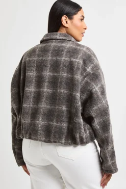Veste Bomber Grande Taille À Col Effet Laine