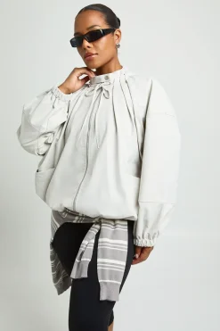 Veste Bomber Grande Taille Zippée Avec Détails Froncés