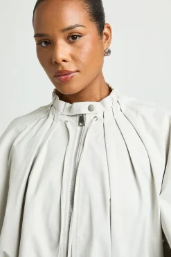 Veste Bomber Grande Taille Zippée Avec Détails Froncés