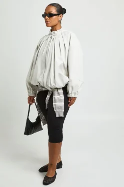 Veste Bomber Grande Taille Zippée Avec Détails Froncés