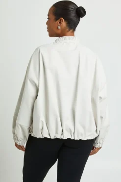 Veste Bomber Grande Taille Zippée Avec Détails Froncés