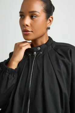 Veste Bomber Grande Taille Zippée Avec Détails Froncés