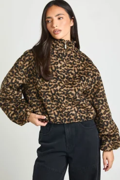 boohoo Veste Bomber Imprimé Effet Laine<Femme Imprimé Léopard|Vestes & Manteaux