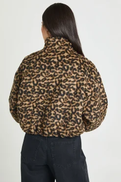 boohoo Veste Bomber Imprimé Effet Laine<Femme Imprimé Léopard|Vestes & Manteaux