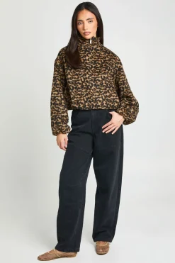 boohoo Veste Bomber Imprimé Effet Laine<Femme Imprimé Léopard|Vestes & Manteaux