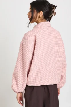 Veste Bomber Imprimé Pied-de-Poule Aspect Laine