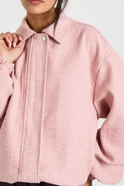 Veste Bomber Imprimé Pied-de-Poule Aspect Laine