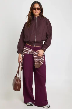 Veste Bomber Légère À Col Montant Et Taille Élastiquée