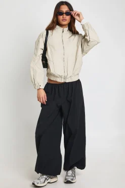 Veste Bomber Légère À Col Montant Avec Taille Élastiquée