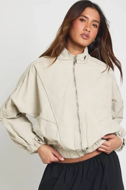 Veste Bomber Légère À Col Montant Avec Taille Élastiquée