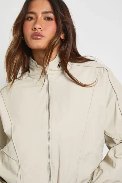Veste Bomber Légère À Col Montant Avec Taille Élastiquée
