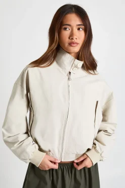 Veste Bomber Légère À Col Montant Boutonné