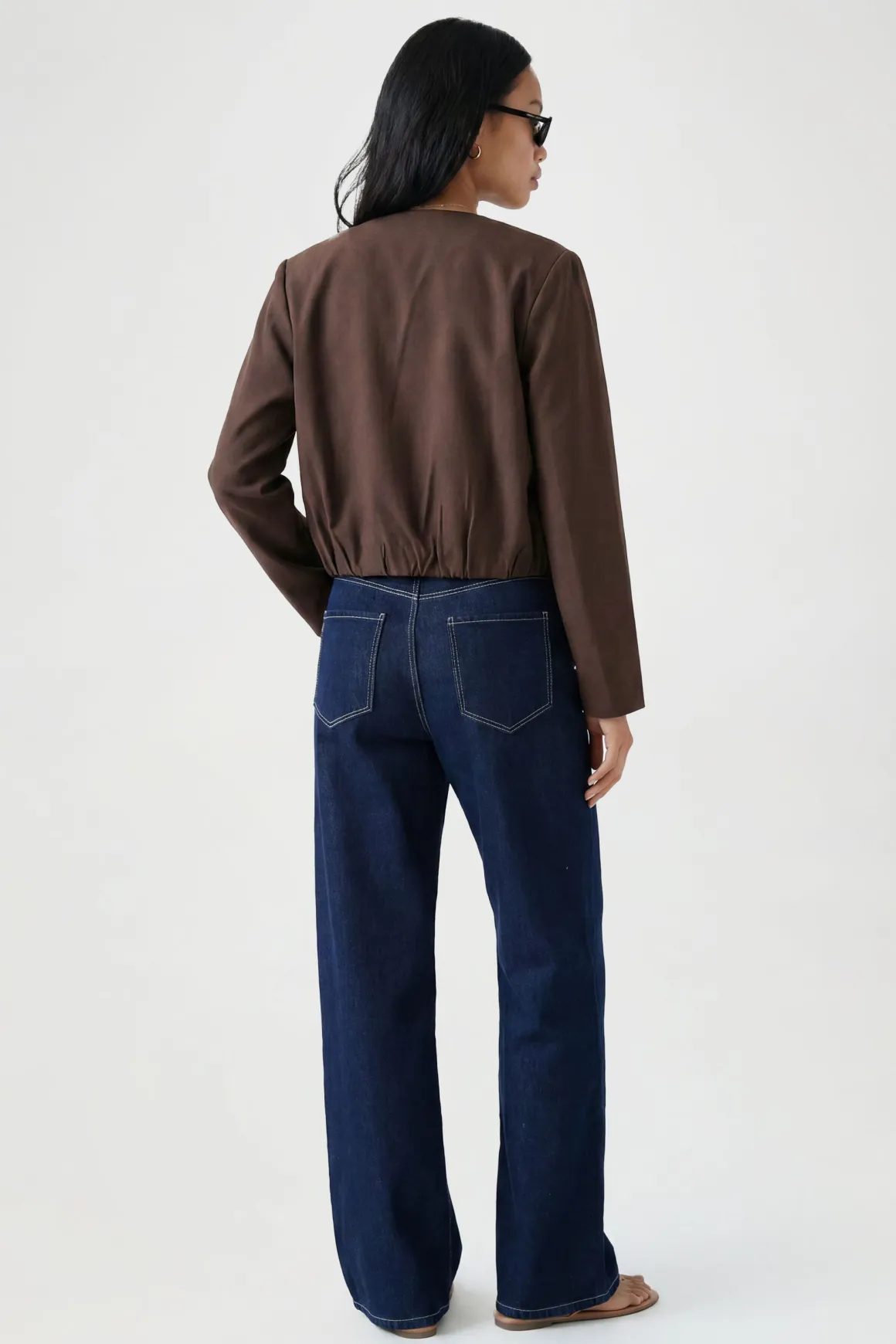 Veste Bomber Longue Courte À Fermeture Éclair Devant