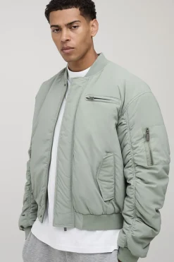 Veste bomber MA1 en nylon, surdimensionnée et carrée