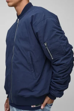boohooMAN Veste bomber MA1 longue en tissu pèché brodée<Homme Tout Afficher|Vestes & Manteaux Tall