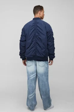 boohooMAN Veste bomber MA1 longue en tissu pèché brodée<Homme Tout Afficher|Vestes & Manteaux Tall
