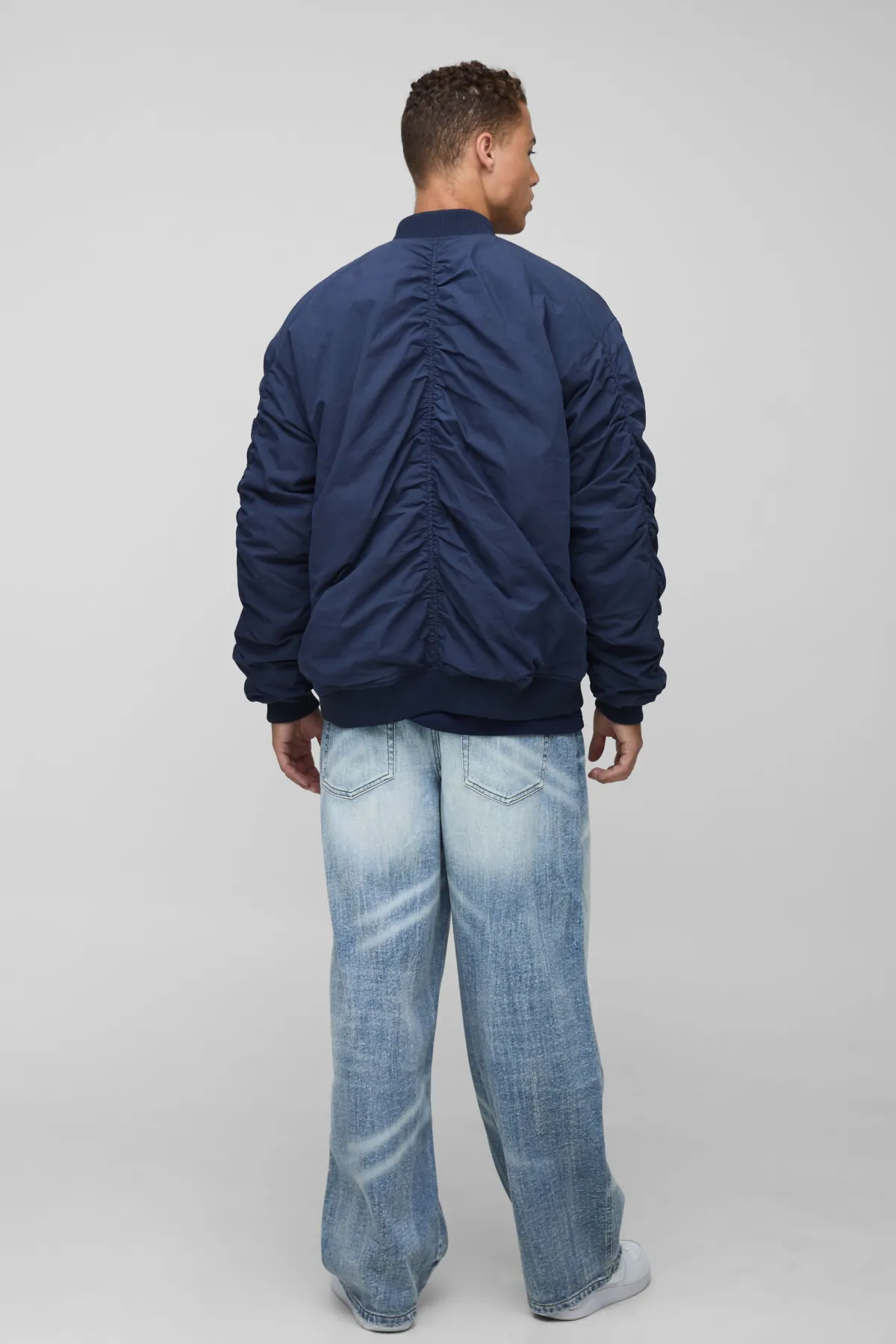boohooMAN Veste bomber MA1 longue en tissu pèché brodée<Homme Tout Afficher|Vestes & Manteaux Tall