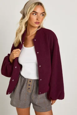 Veste bomber à manches ballon, look laine