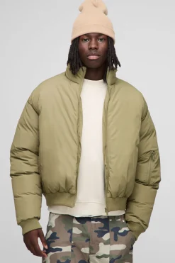 boohooMAN Veste bomber MA1 rembourrée mono, coupe régulière<Homme Manteaux Et Vestes