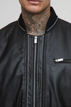 boohooMAN Veste bomber MA1 surdimensionnée à double fermeture éclair, au look synthétique et pour grande taille<Homme Tout Afficher|Vestes & Manteaux Tall