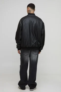 boohooMAN Veste bomber MA1 surdimensionnée à double fermeture éclair, au look synthétique et pour grande taille<Homme Tout Afficher|Vestes & Manteaux Tall