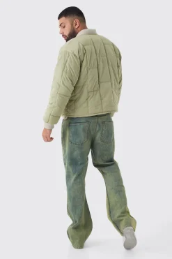 Veste bomber matelassée boxy grande taille en sauge