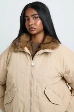 Veste Bomber Matelassée À Détail Imitation Mouton