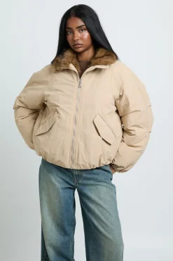 Veste Bomber Matelassée À Détail Imitation Mouton
