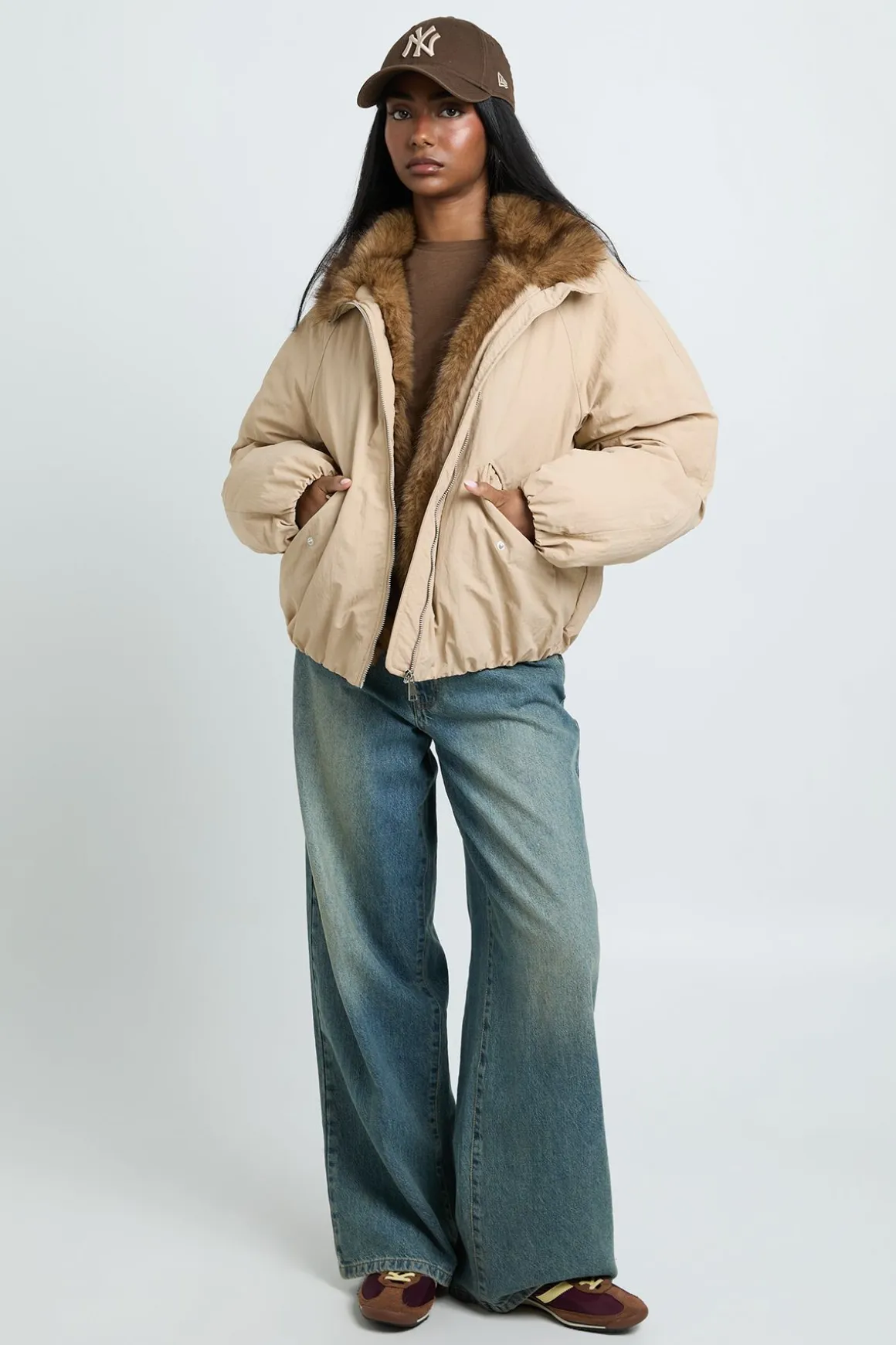 Veste Bomber Matelassée À Détail Imitation Mouton