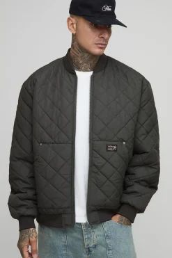 Veste bomber matelassée haute, avec poche de style charpentier, coupe régulière