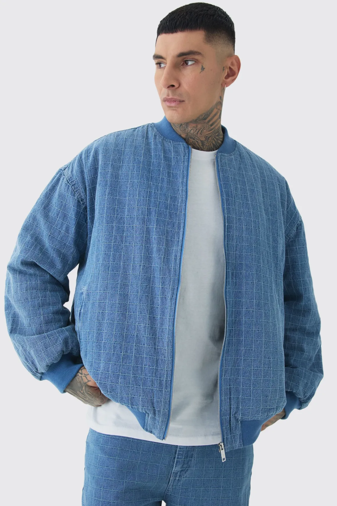 Veste bomber matelassée oversize en ripstop pour personnes grandes
