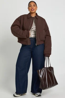 boohoo Veste bomber matelassée Plus<Femme Looks Chocolat|Vestes & Manteaux