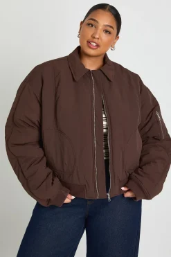 boohoo Veste bomber matelassée Plus<Femme Looks Chocolat|Vestes & Manteaux
