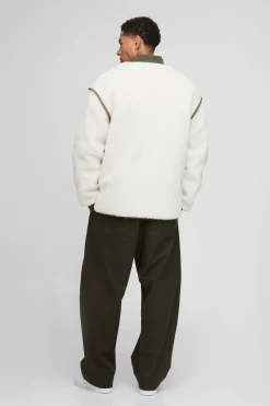 Veste bomber matelassée réversible à panneaux en nylon, coupe ample, version synthétique