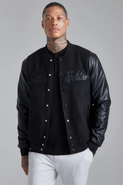 boohooMAN Veste bomber Melton en édition limitée Tonal<Homme Vestes & Manteaux Grande Taille|Tout Afficher