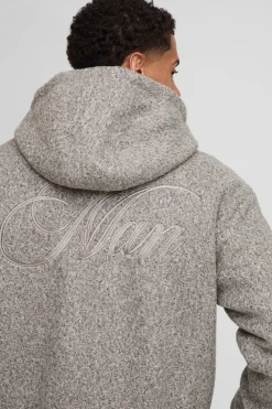 Veste bomber Melton surdimensionnée, carrée et à capuche