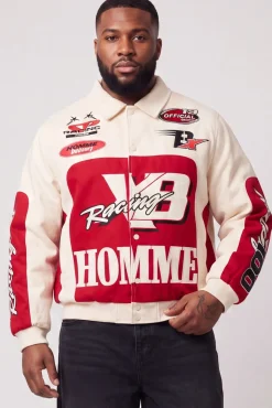 boohooMAN Veste Bomber Moto Homme En Sergé Coupe Regular Grande Taille<Homme Vestes & Manteaux Grande Taille|Tout Afficher