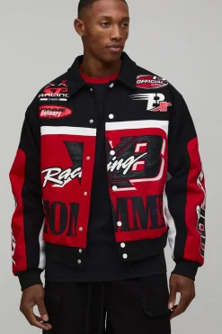 boohooMAN Veste Bomber Moto Homme En Sergé<Homme Vestes & Manteaux Grande Taille|Tout Afficher