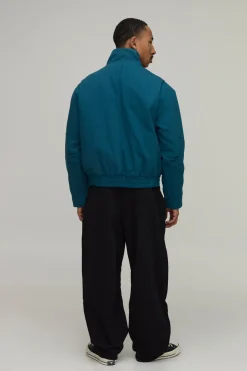 boohooMAN Veste Bomber Oversize Ample Col Montant Sergé Fermoir Métallique<Homme Manteaux Et Vestes