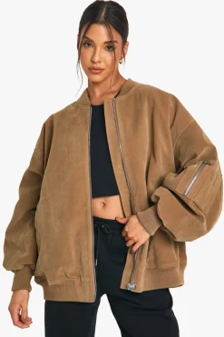 boohoo Veste bomber oversize au look vintage en daim synthétique<Femme Vestes & Manteaux